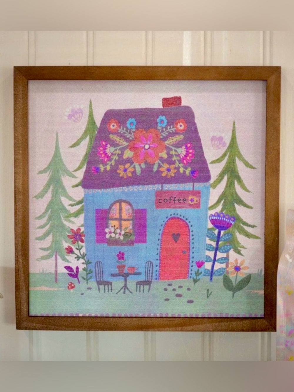 Natural Life Whimsical Coffee House Wall Art ~ NWT Size 9”x9”x1.5”